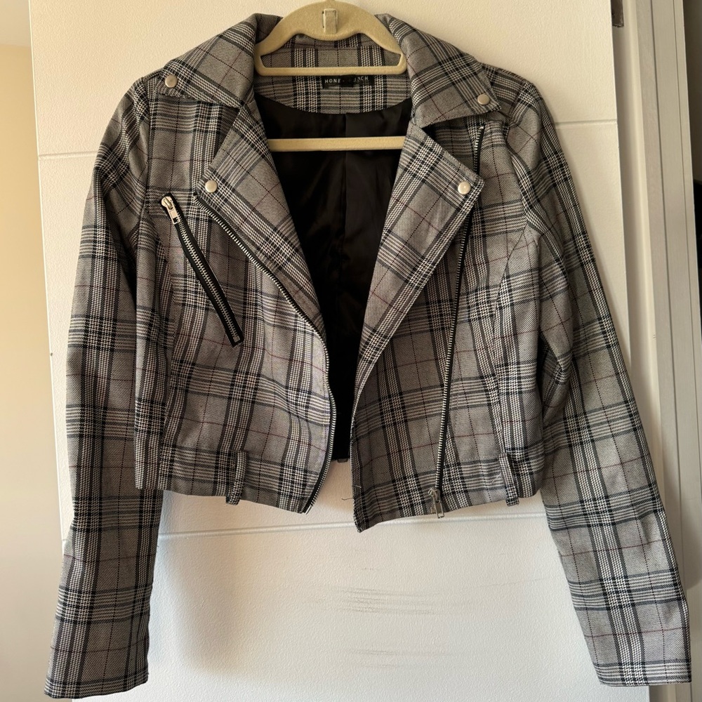 Cropped Plaid Jacket - image 1